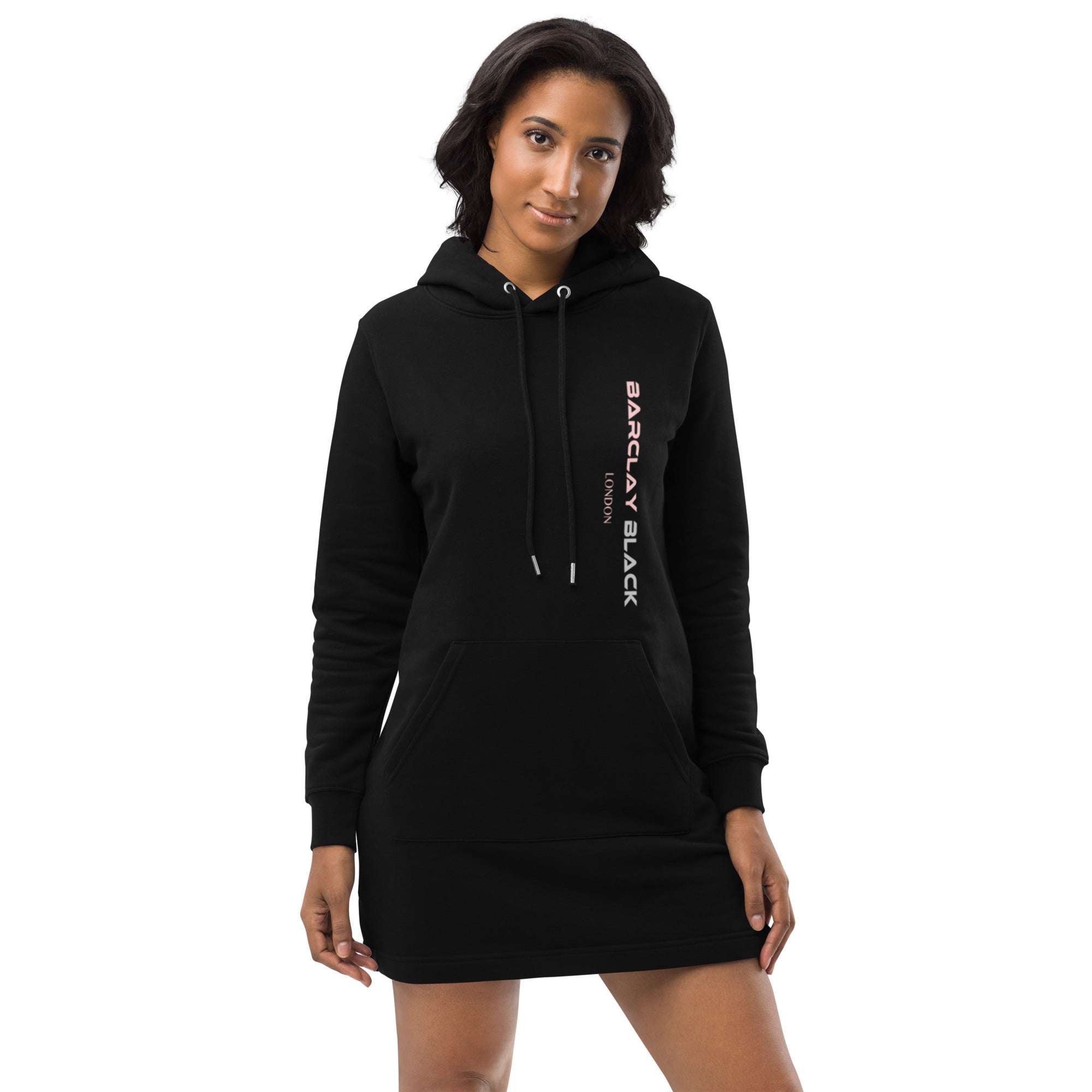 Luxury Black Organic Hoodie Dress Barclay Black London Luxury